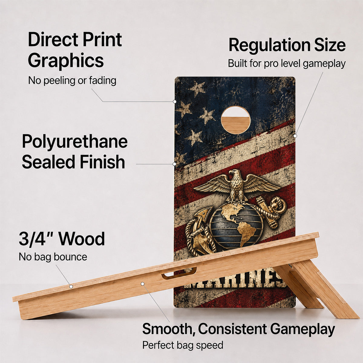 Marines American Flag Professional Cornhole Boards