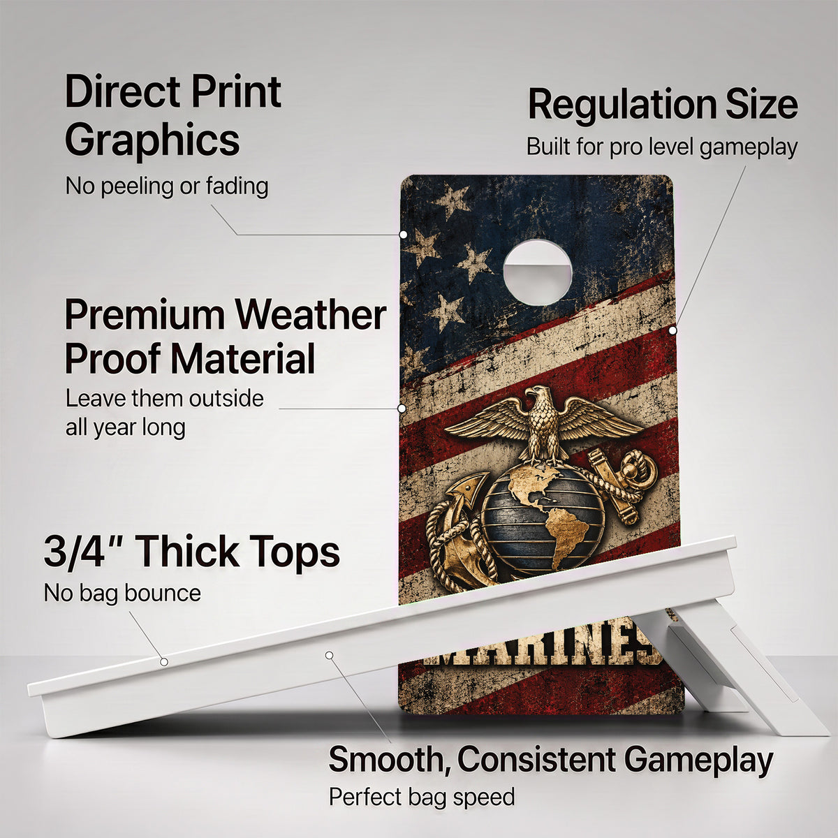 Marines American Flag Weather Proof Cornhole Boards