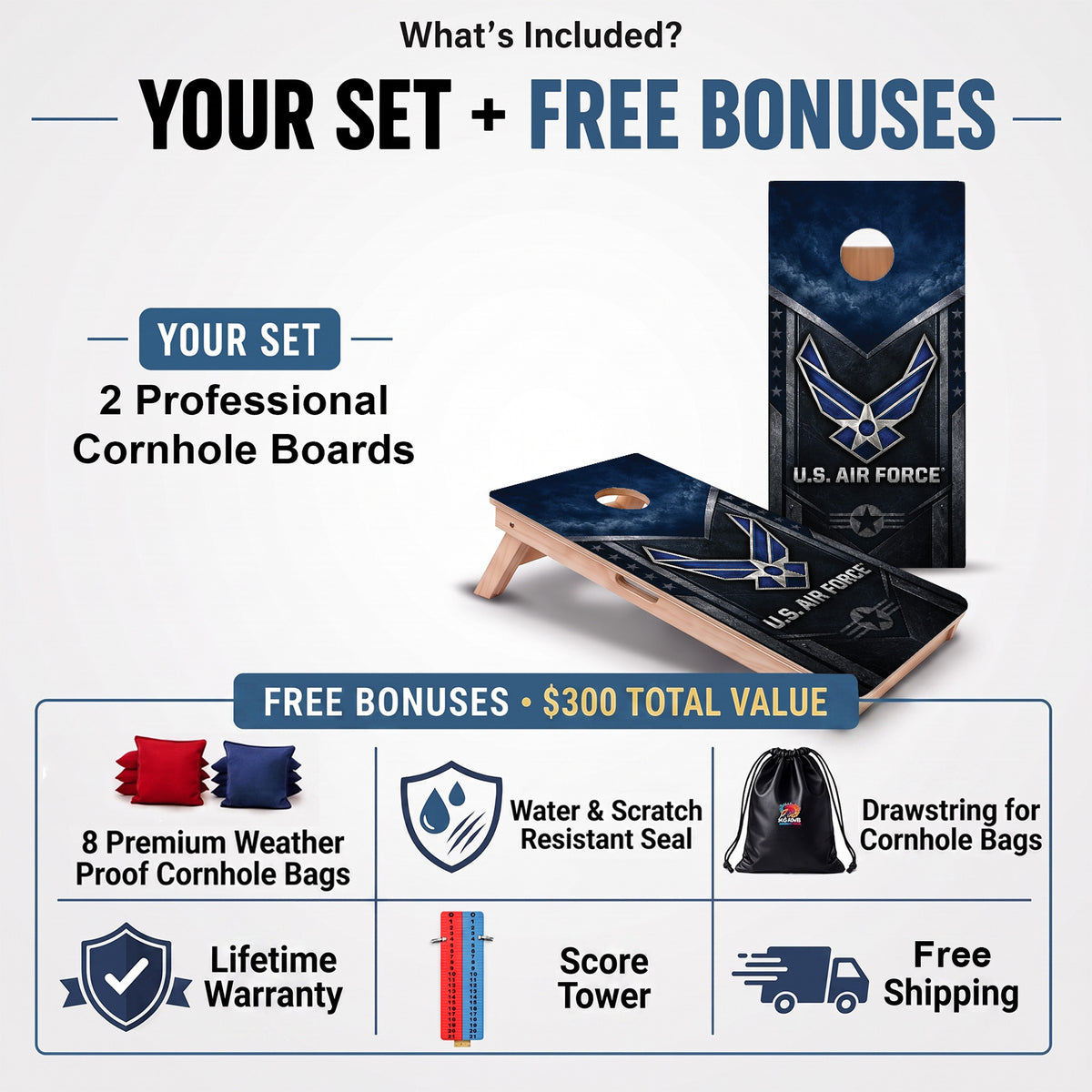 U.S. Air Force Wings Professional Cornhole Boards