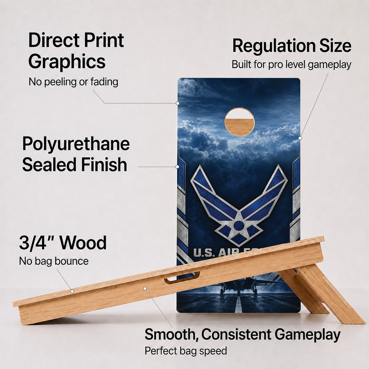 U.S. Air Force Fighter Jet Professional Cornhole Boards