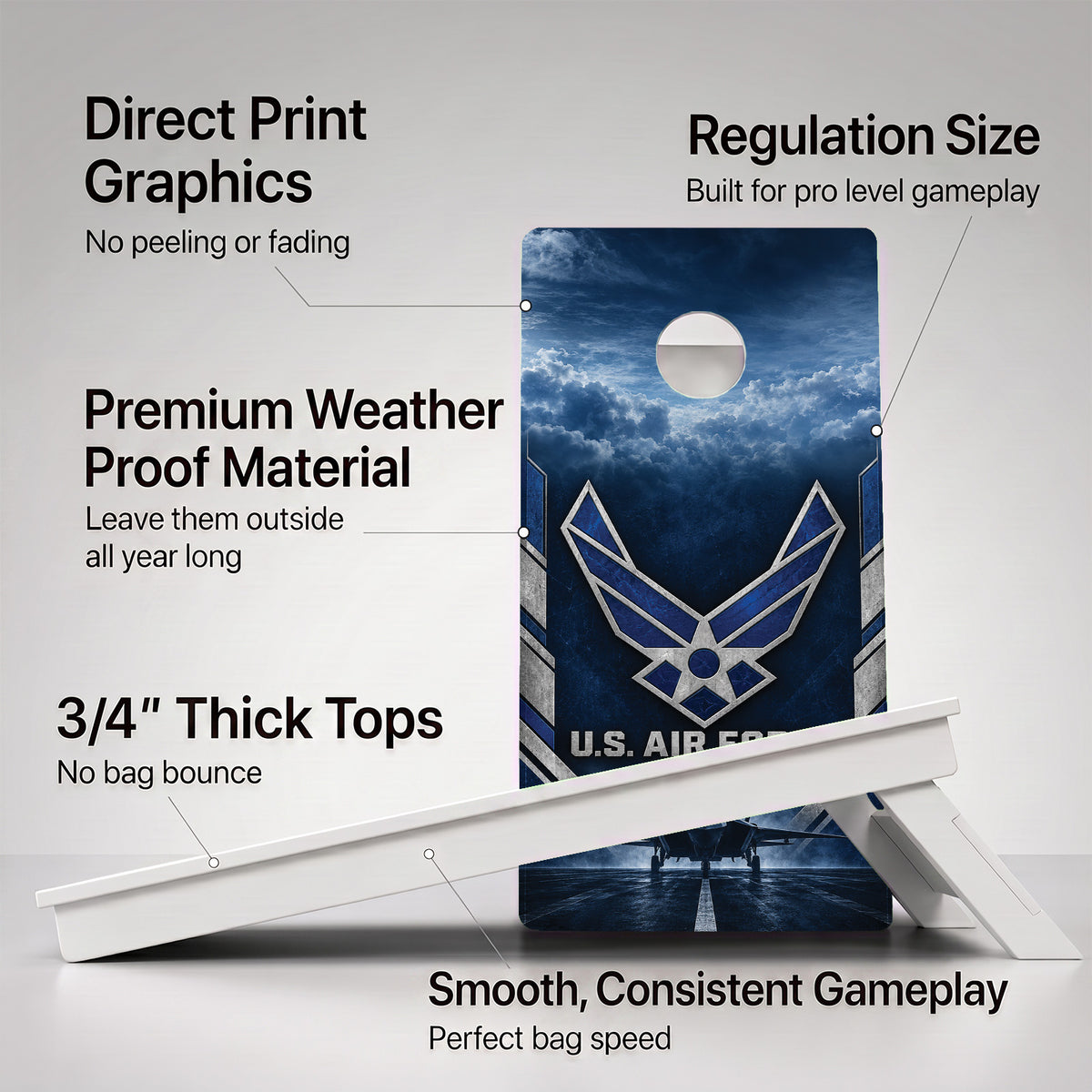 U.S. Air Force Fighter Jet Weather Proof Cornhole Boards