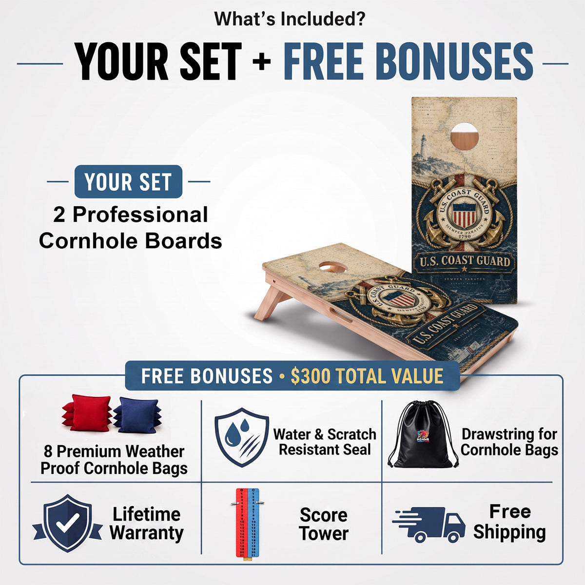 U.S. Coast Guard Nautical Chart Professional Cornhole Boards