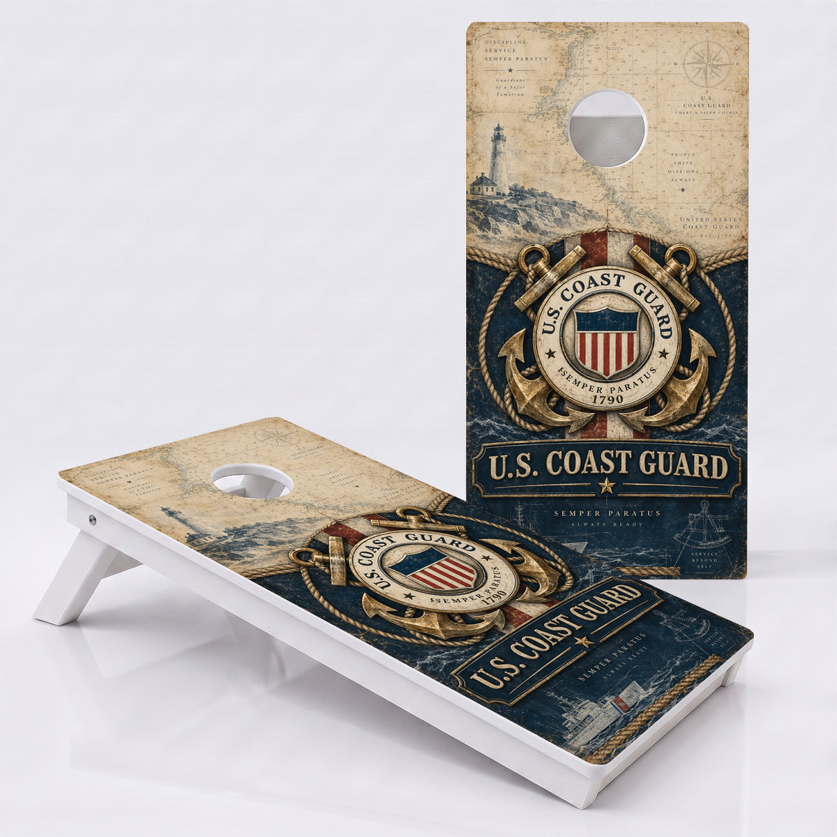 U.S. Coast Guard Nautical Chart Weather Proof Cornhole Boards