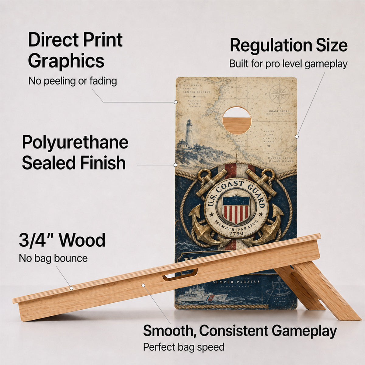 U.S. Coast Guard Nautical Chart Professional Cornhole Boards