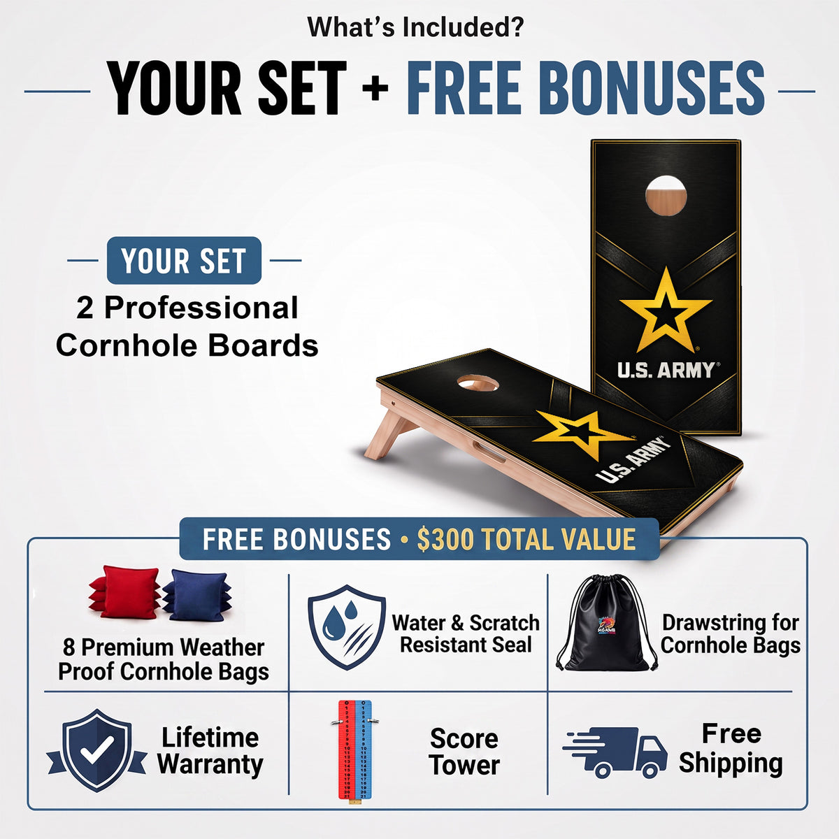 U.S. Army Gold Star Professional Cornhole Boards