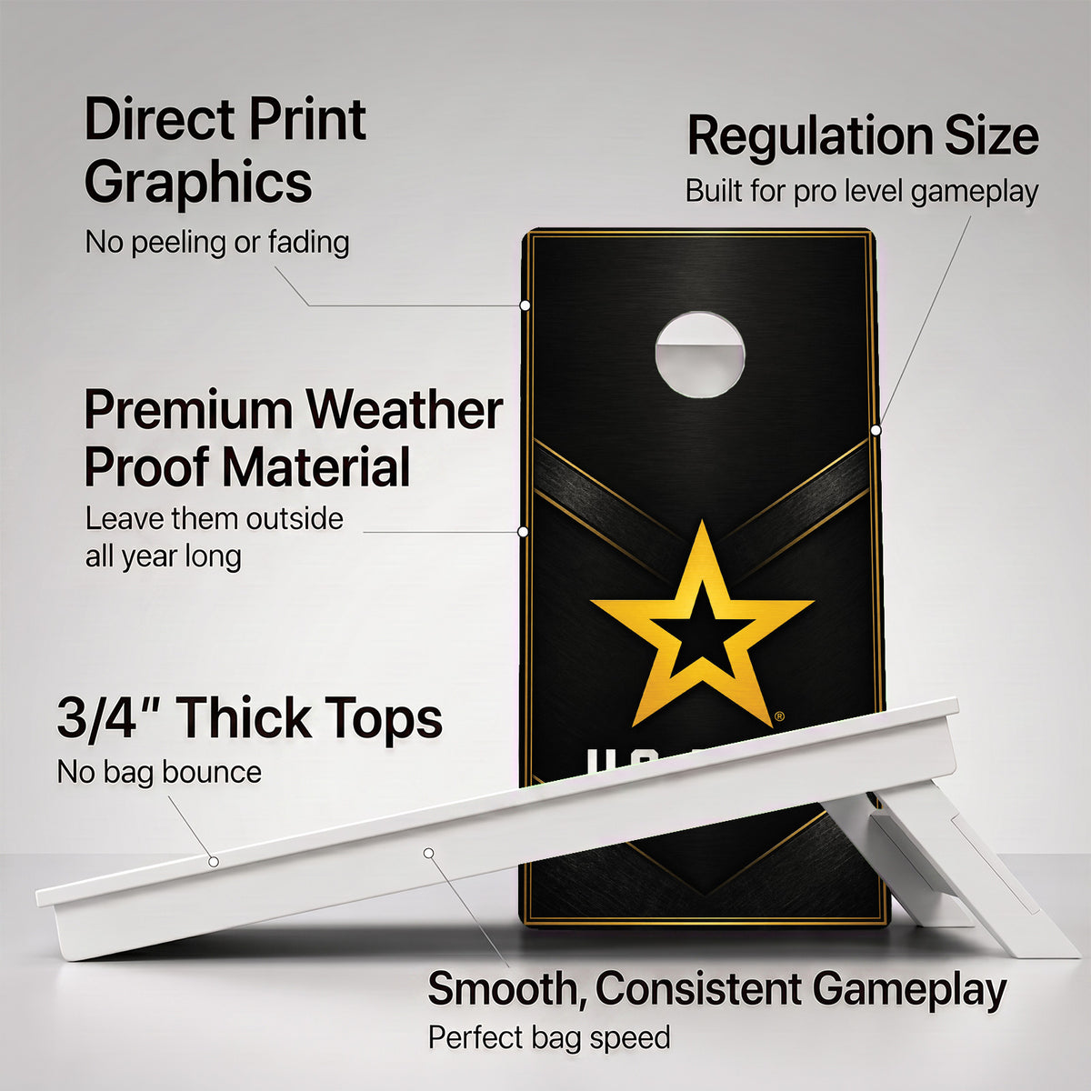 U.S. Army Gold Star Weather Proof Cornhole Boards