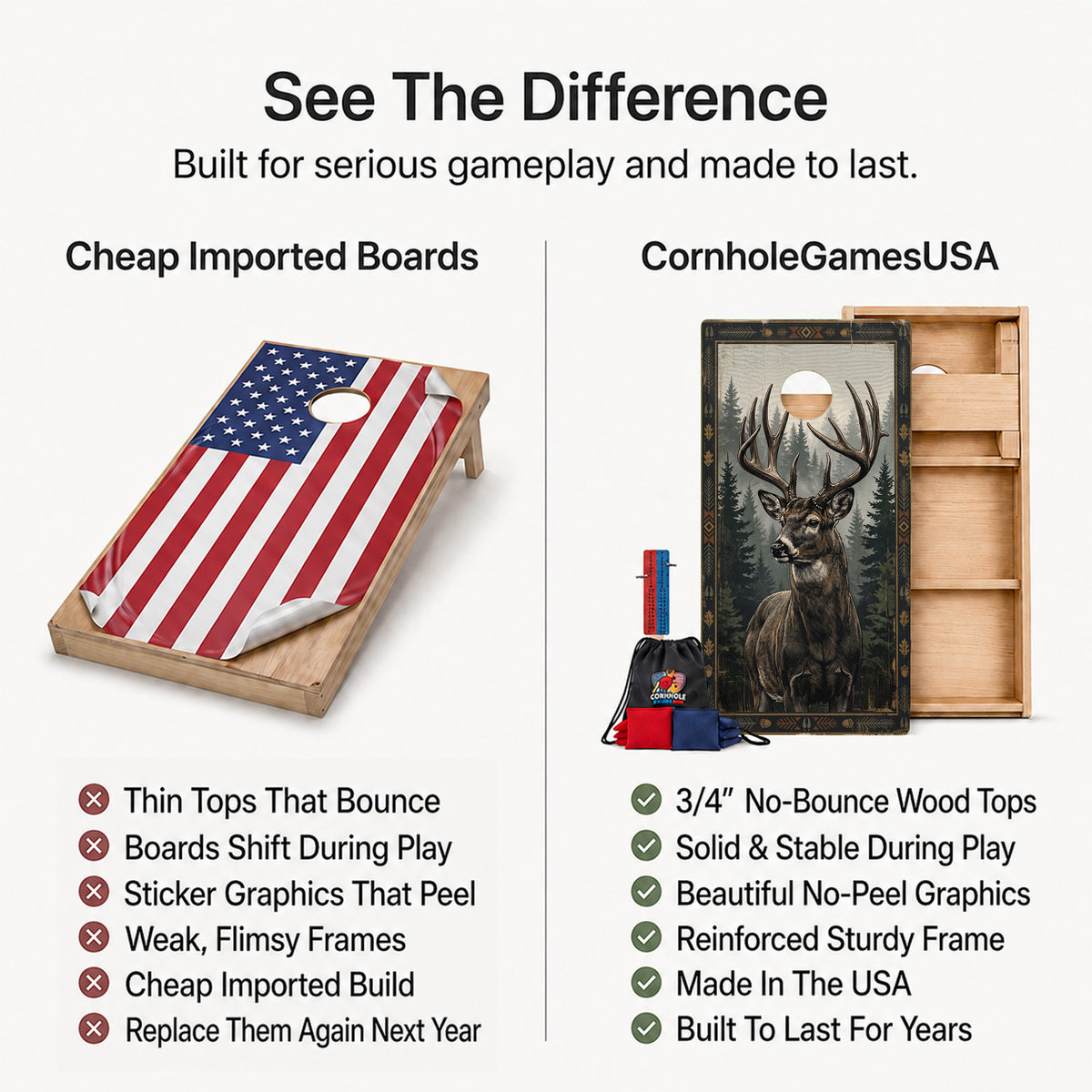 Northwoods Whitetail Professional Cornhole Boards