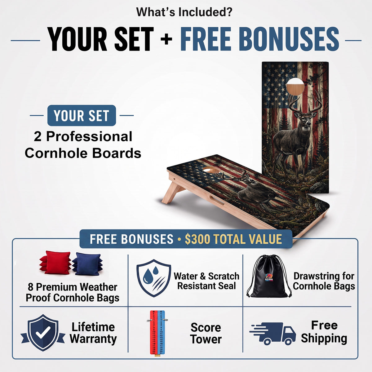 Patriot Whitetail Professional Cornhole Boards