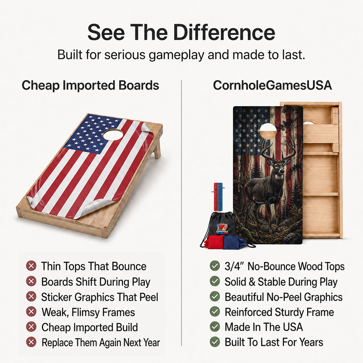 Patriot Whitetail Professional Cornhole Boards