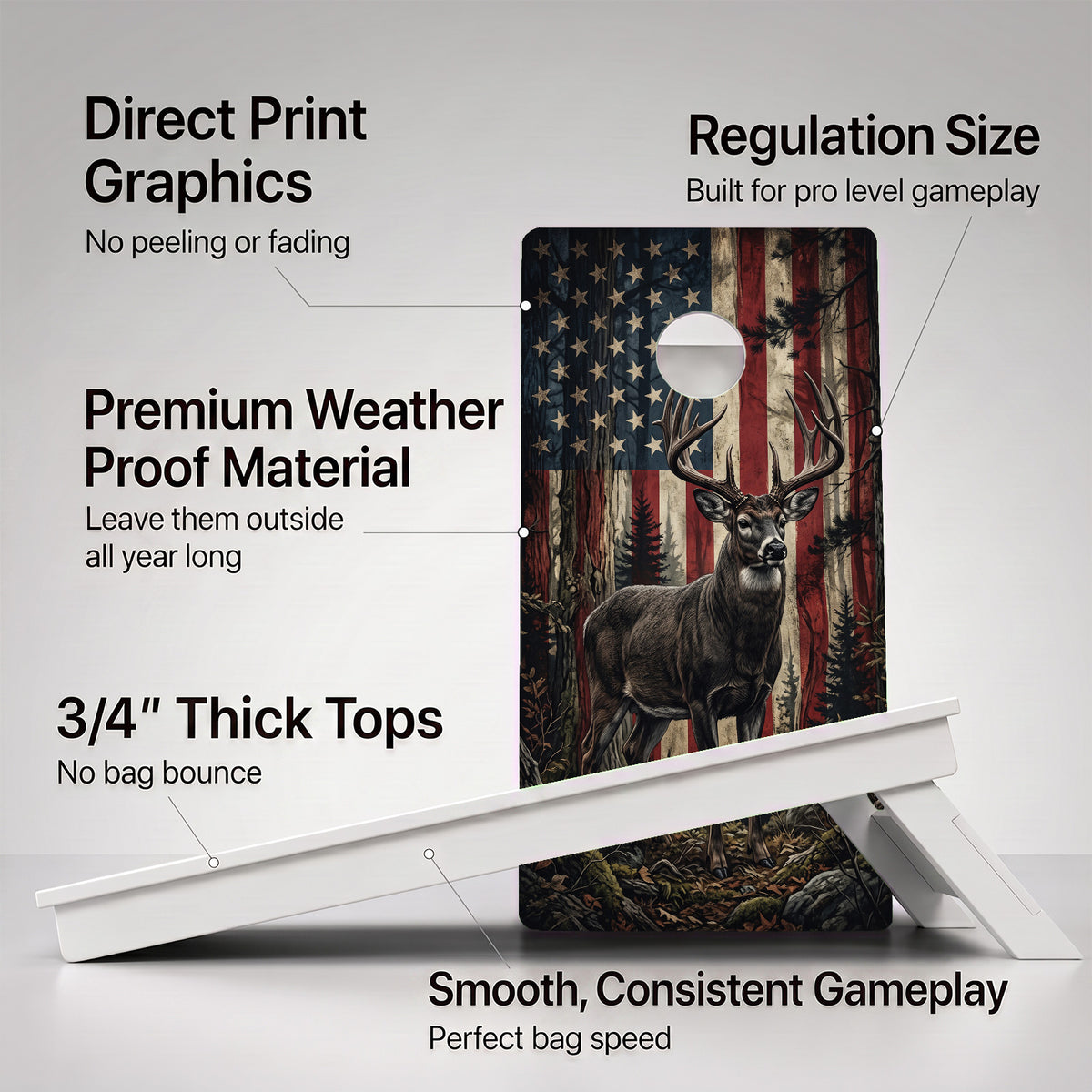 Patriot Whitetail Weather Proof Cornhole Boards