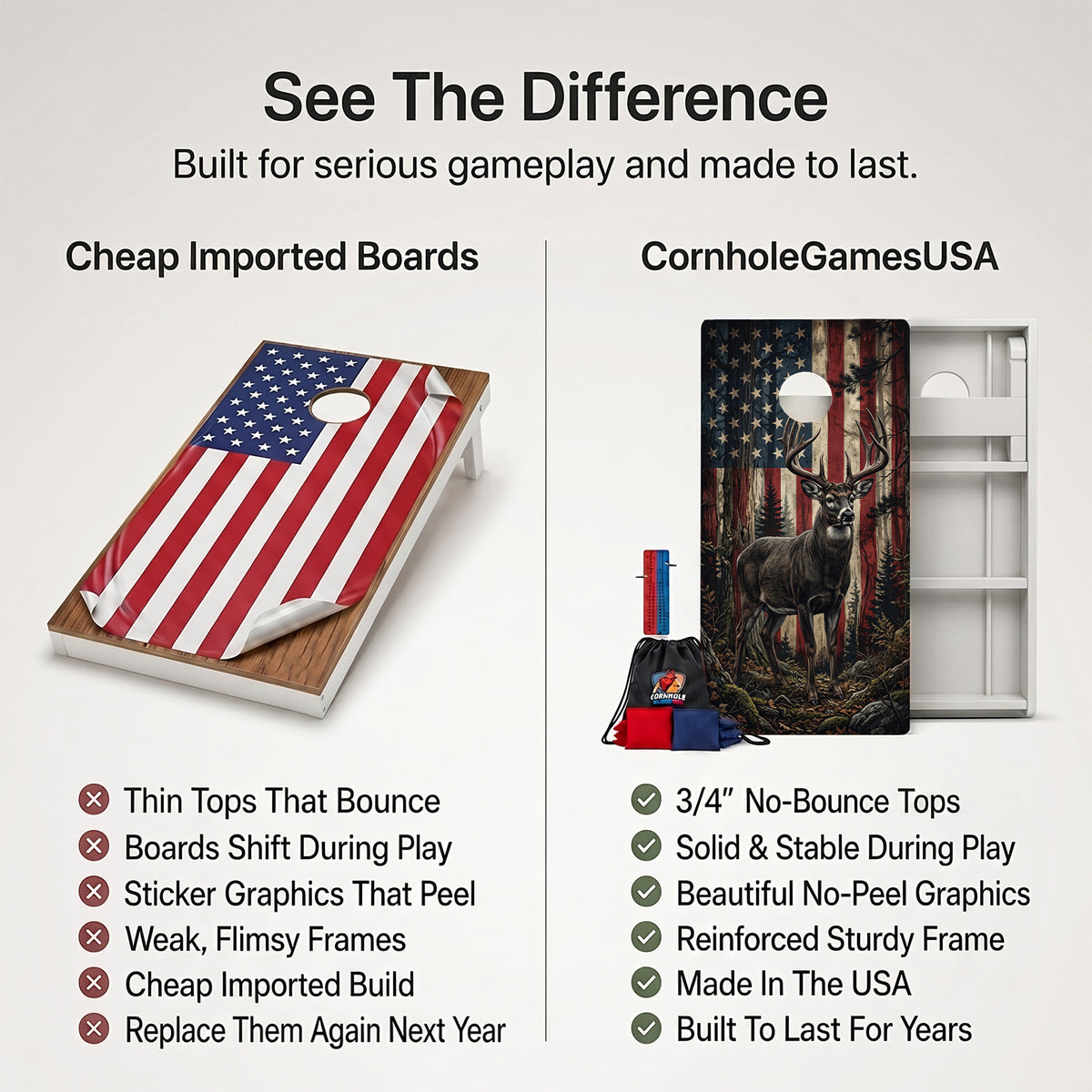 Patriot Whitetail Weather Proof Cornhole Boards