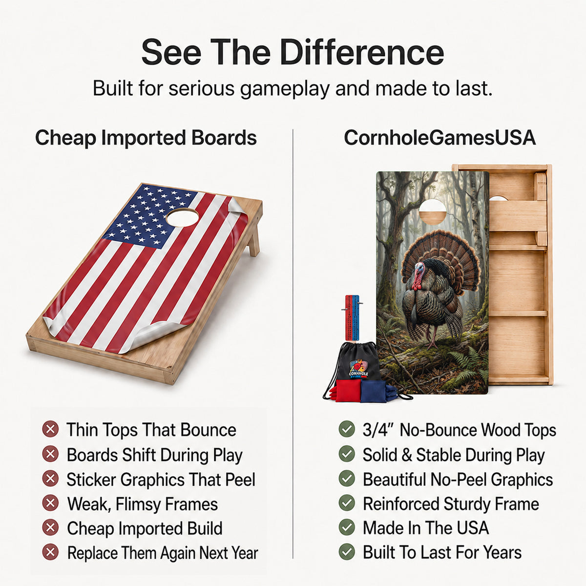 Wild Turkey Woods Professional Cornhole Boards