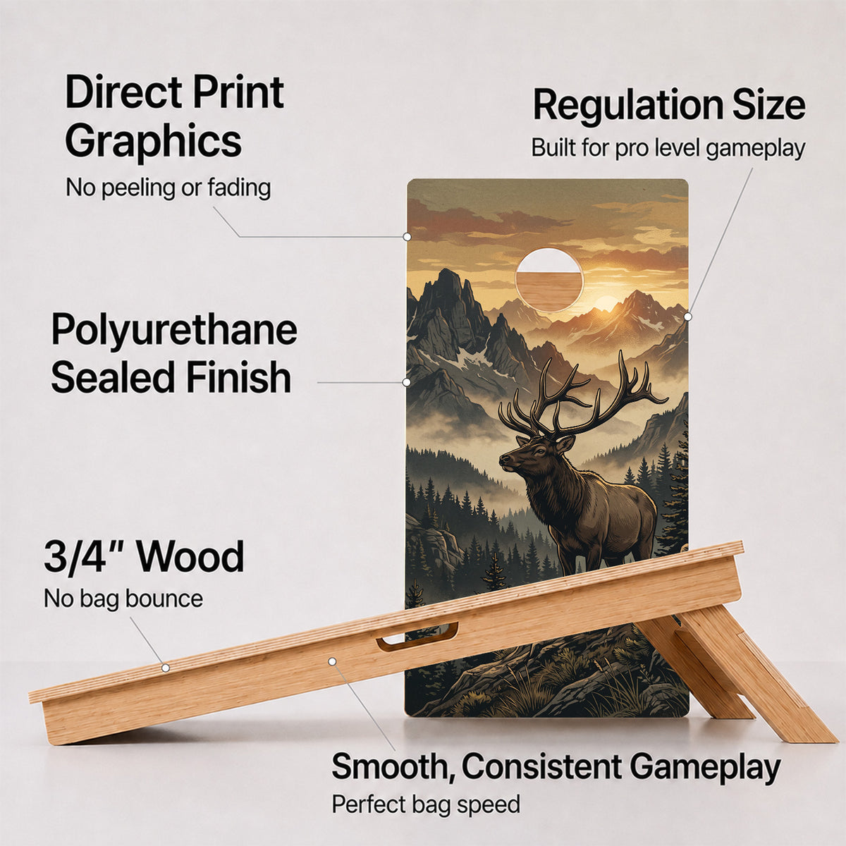 Mountain Ridge Elk Professional Cornhole Boards