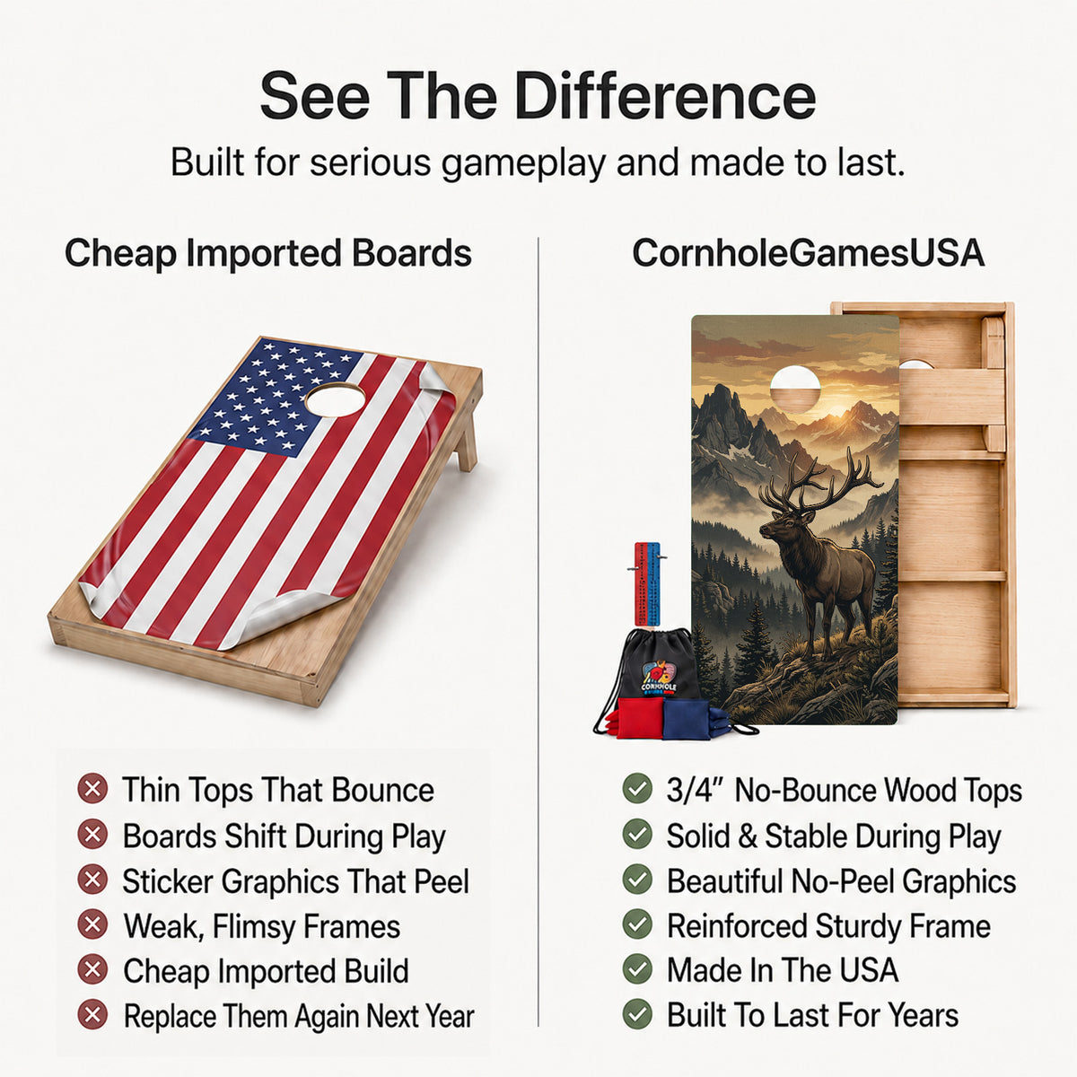 Mountain Ridge Elk Professional Cornhole Boards