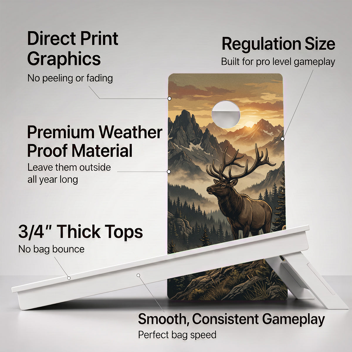 Mountain Ridge Elk Weather Proof Cornhole Boards