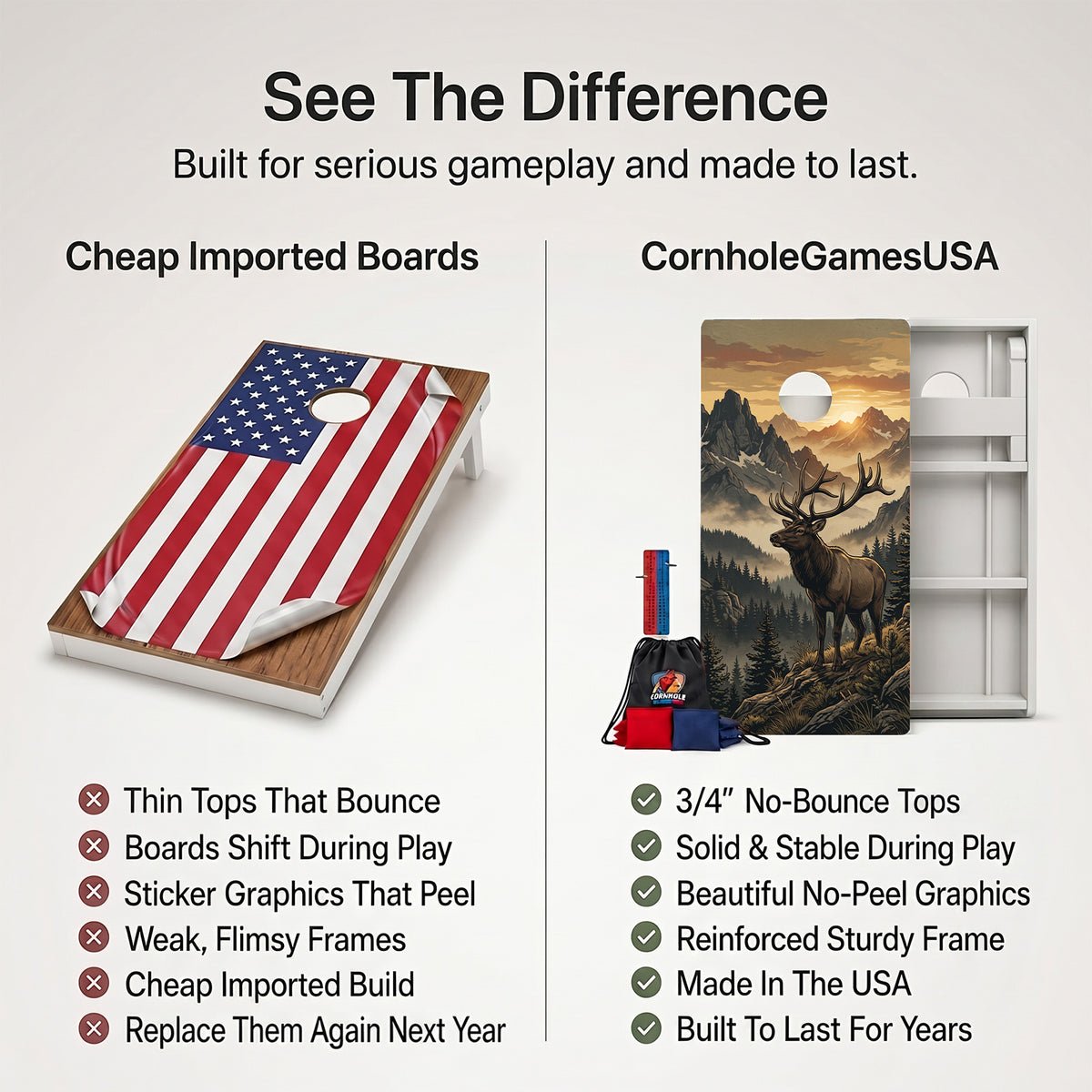 Mountain Ridge Elk Weather Proof Cornhole Boards