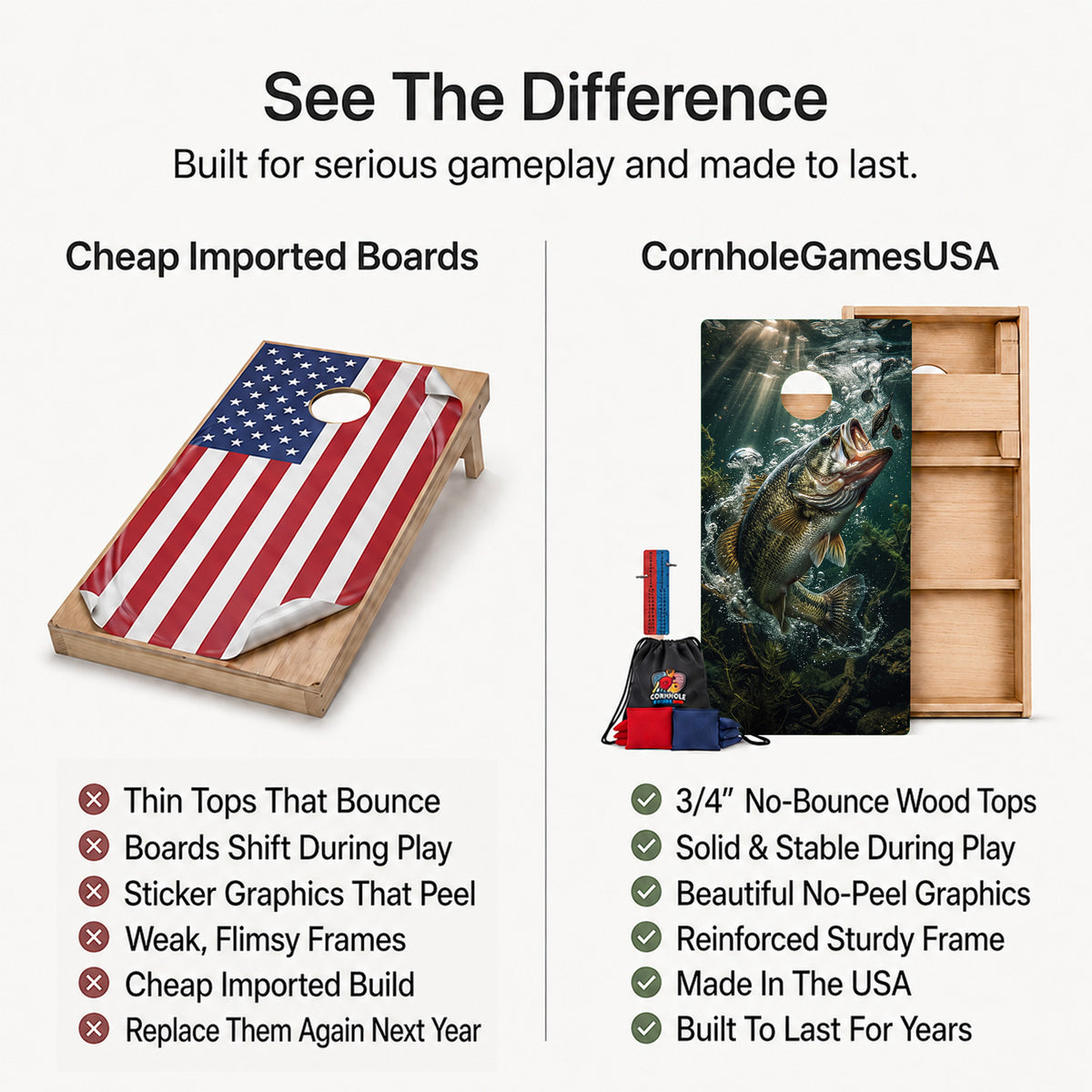 Bass Strike Professional Cornhole Boards