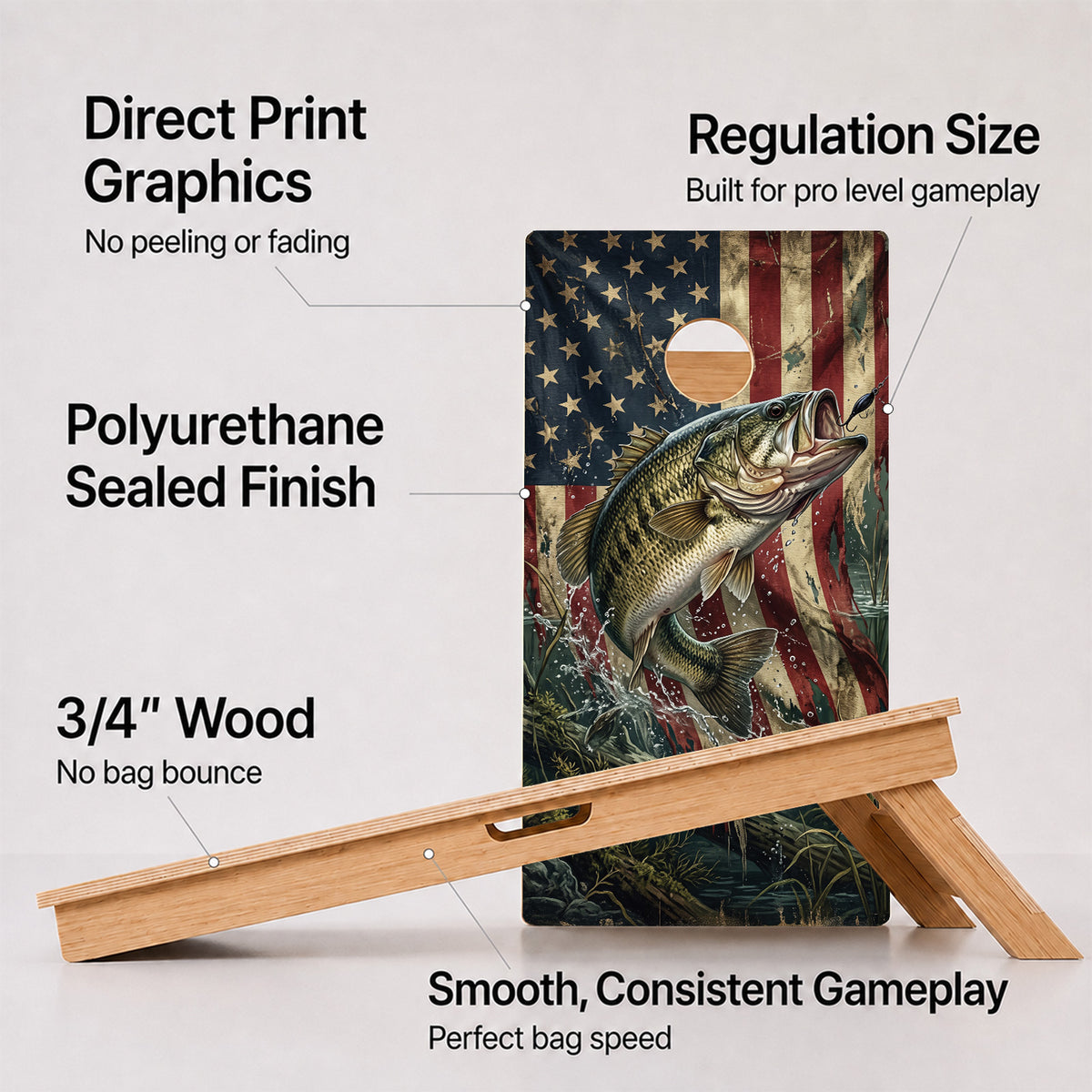Patriot Bass Splash Professional Cornhole Boards