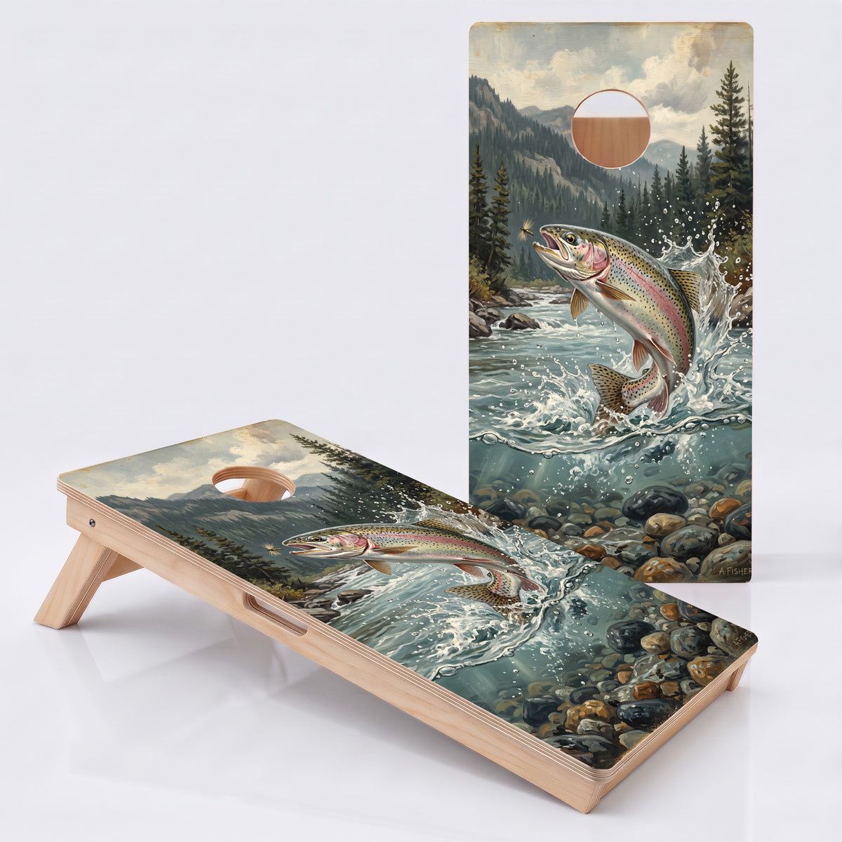 Rainbow Trout River Professional Cornhole Boards