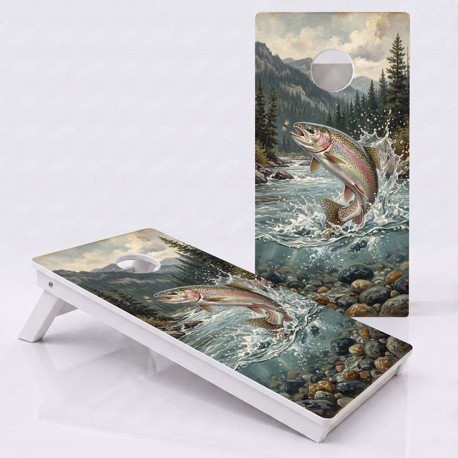 Rainbow Trout River Weather Proof Cornhole Boards
