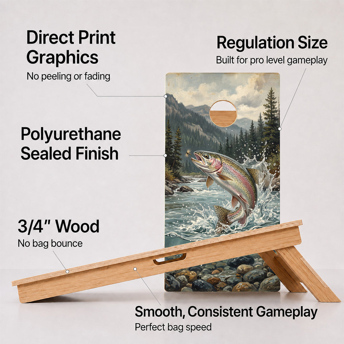 Rainbow Trout River Professional Cornhole Boards