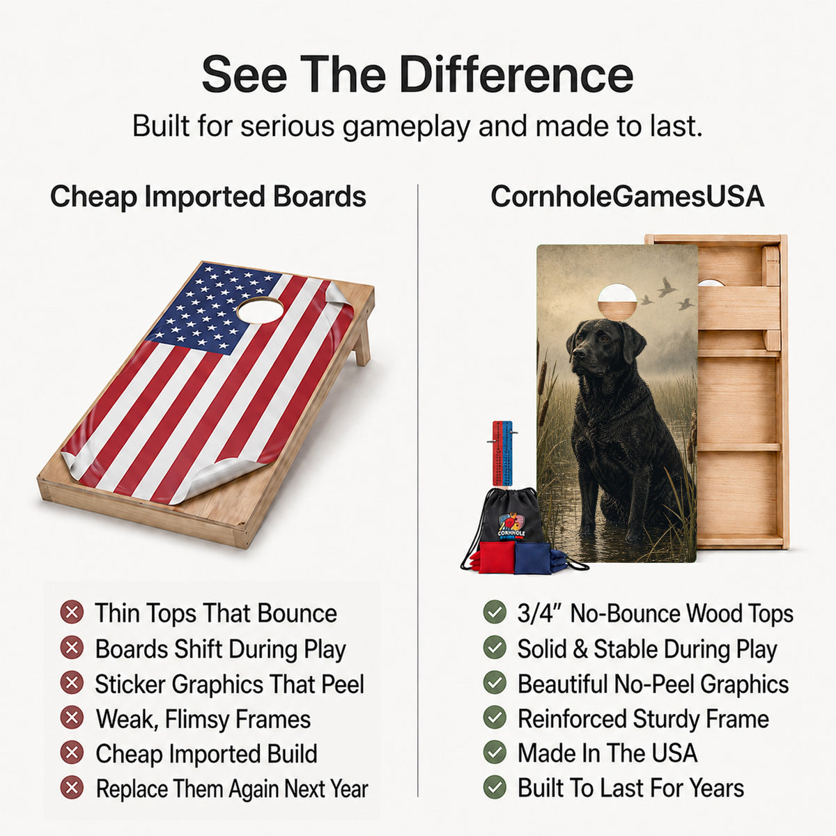 Black Lab Duck Marsh Professional Cornhole Boards