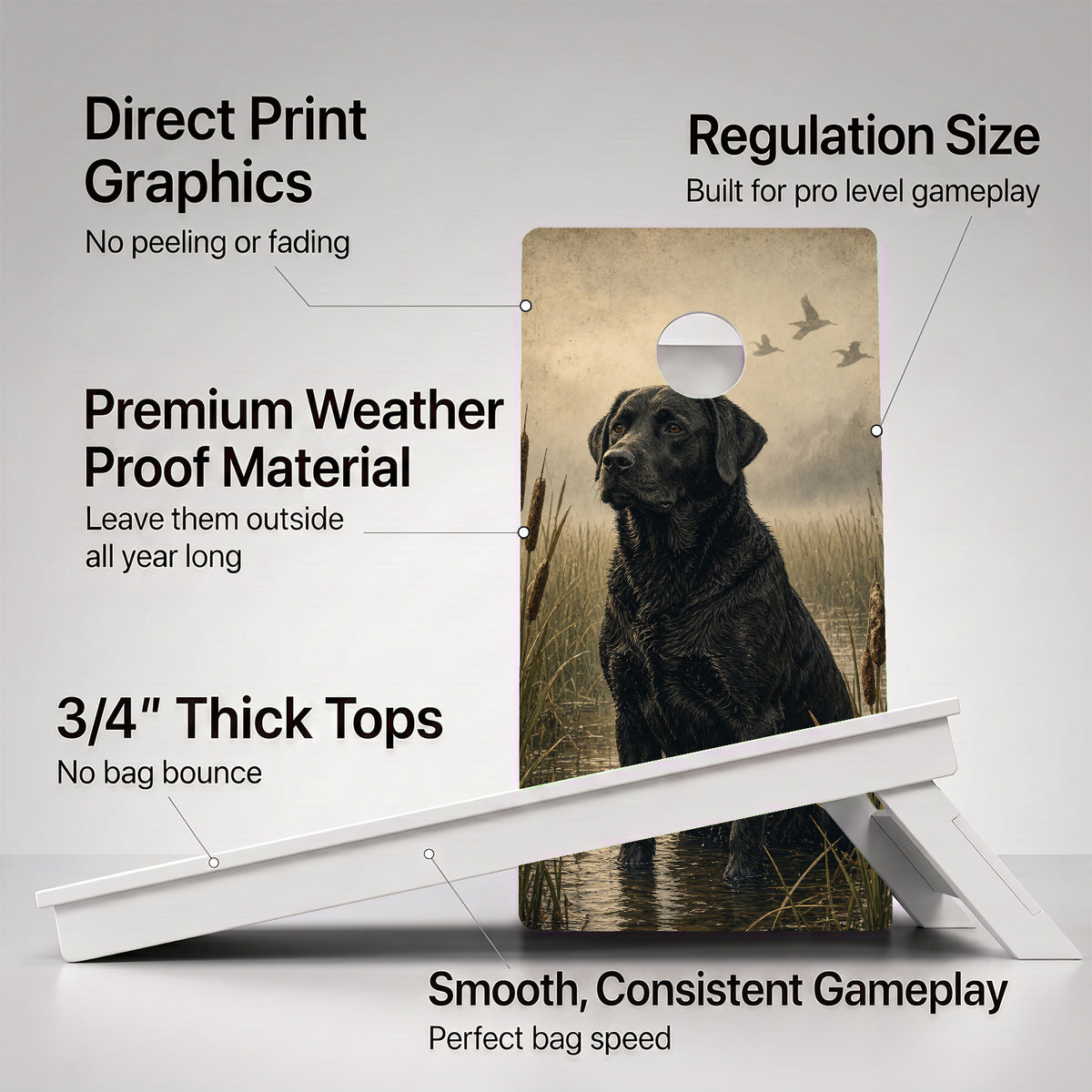 Black Lab Duck Marsh Weather Proof Cornhole Boards