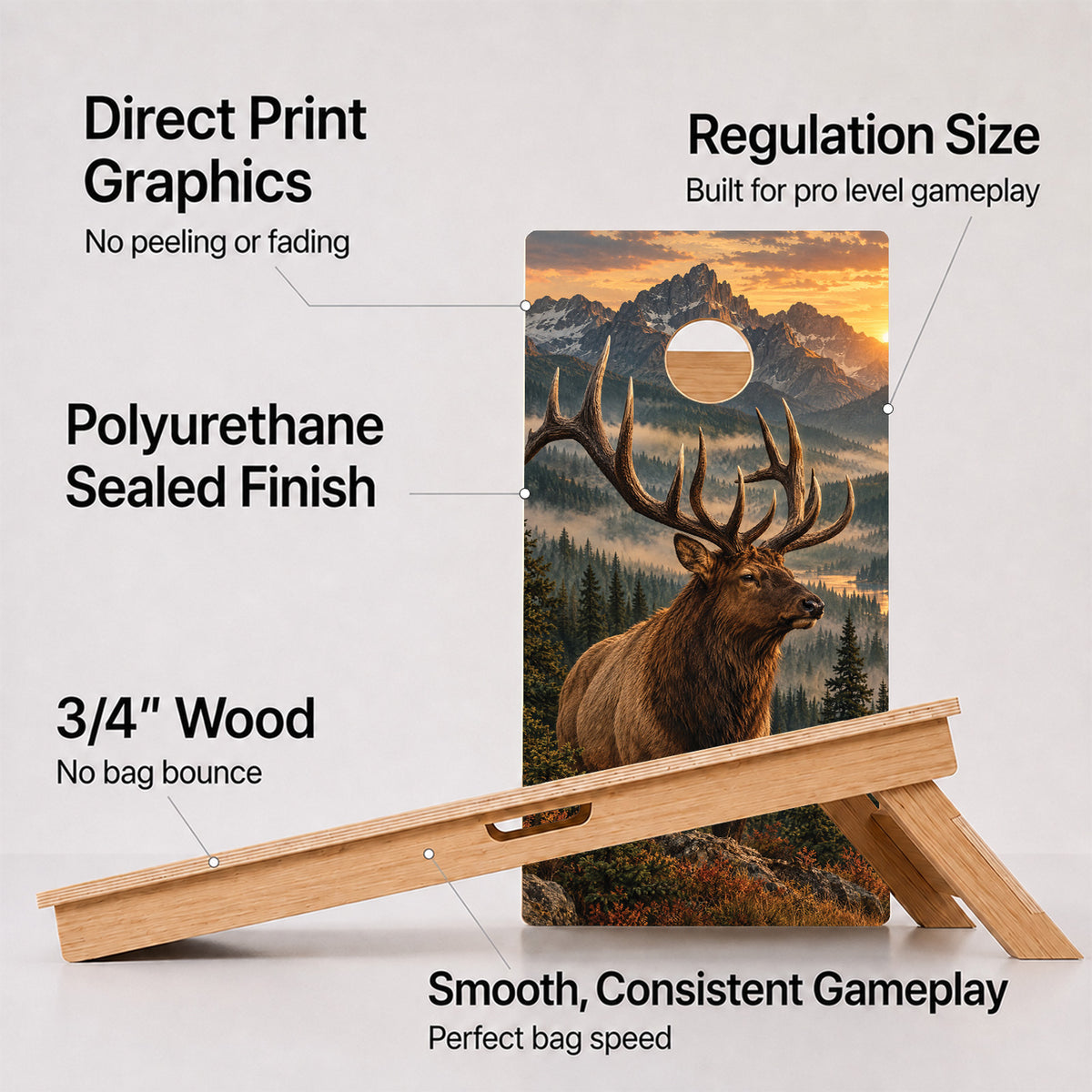 Bull Elk Sunset Professional Cornhole Boards