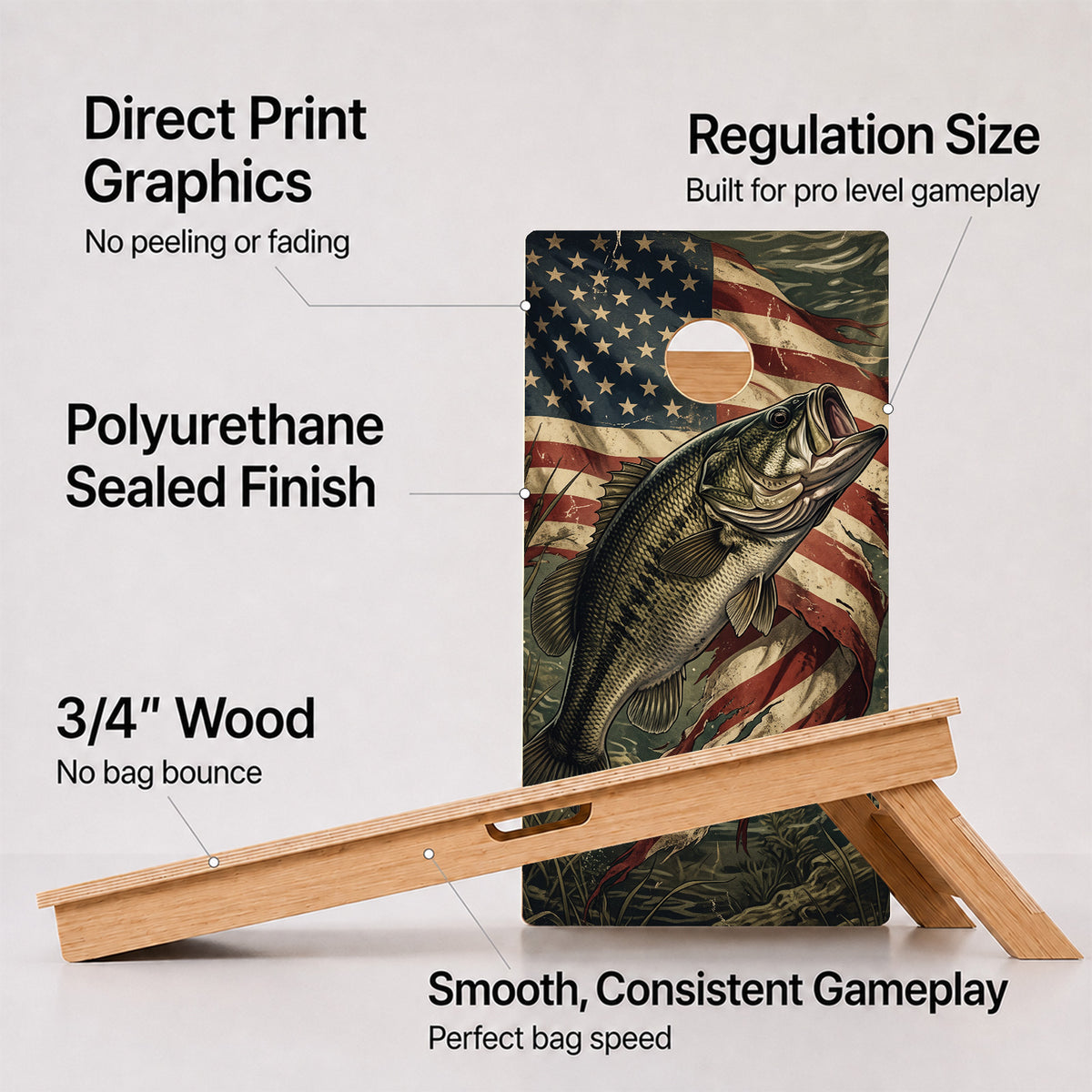 Waving Flag Bass Professional Cornhole Boards