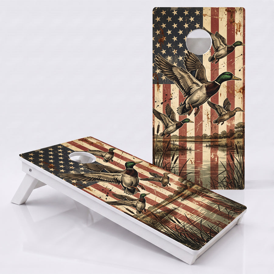 American Flag Mallards Weather Proof Cornhole Boards