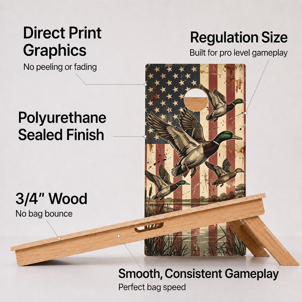American Flag Mallards Professional Cornhole Boards