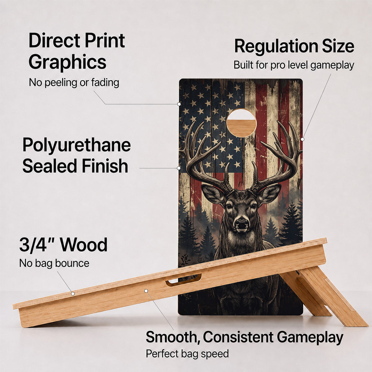 American Flag Buck Professional Cornhole Boards