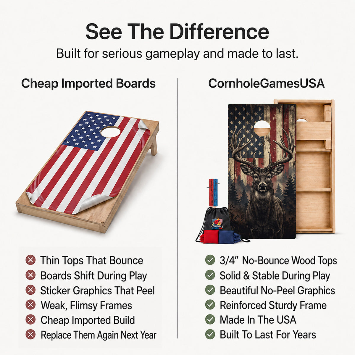 American Flag Buck Professional Cornhole Boards