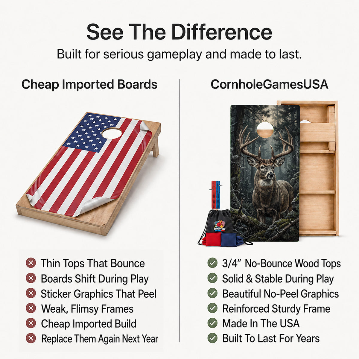 Dark Timber Whitetail Professional Cornhole Boards