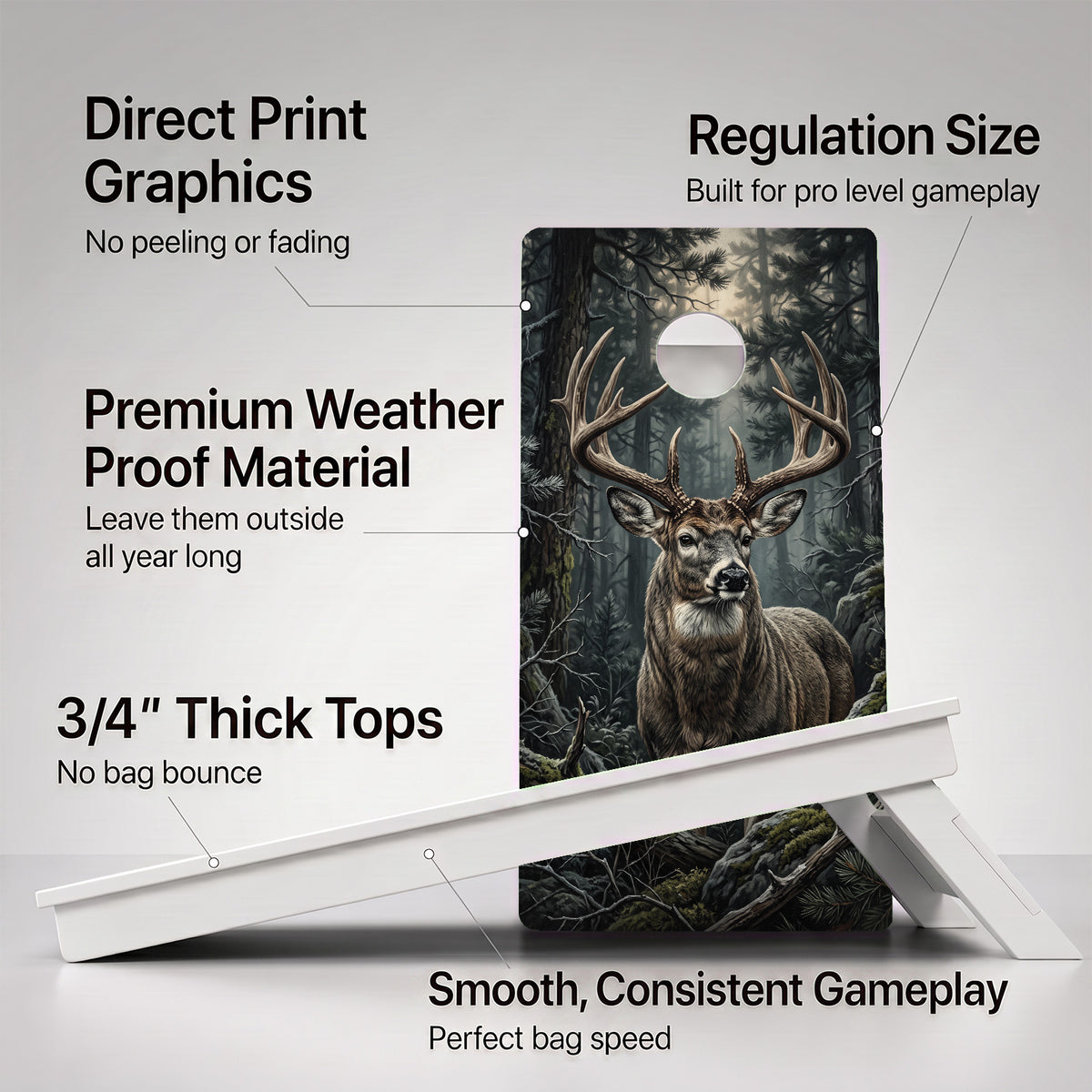 Dark Timber Whitetail Weather Proof Cornhole Boards