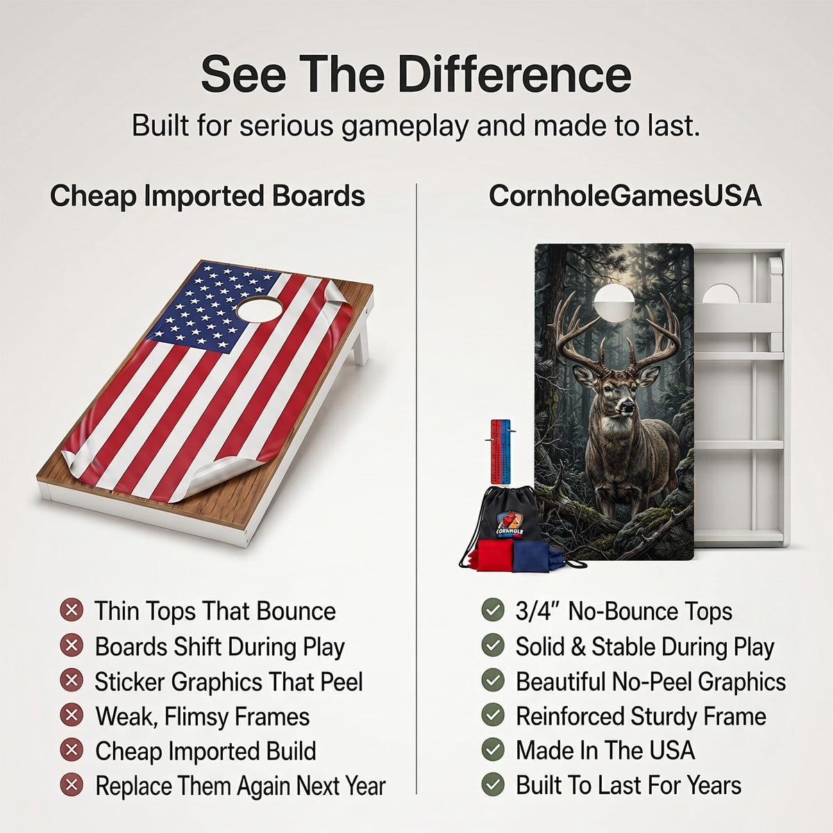 Dark Timber Whitetail Weather Proof Cornhole Boards