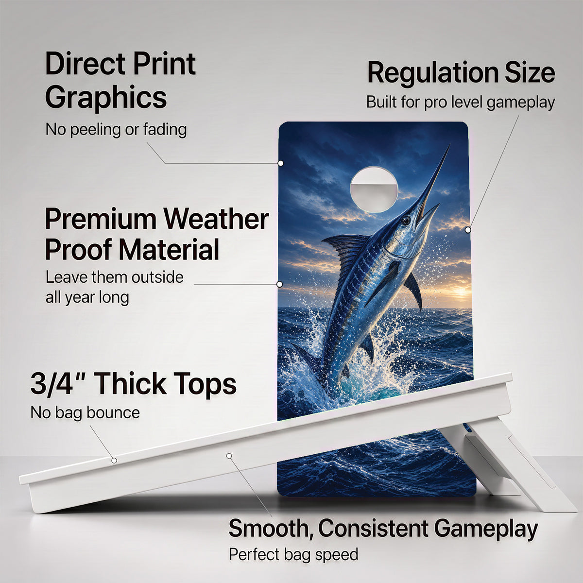 Blue Marlin Weather Proof Cornhole Boards