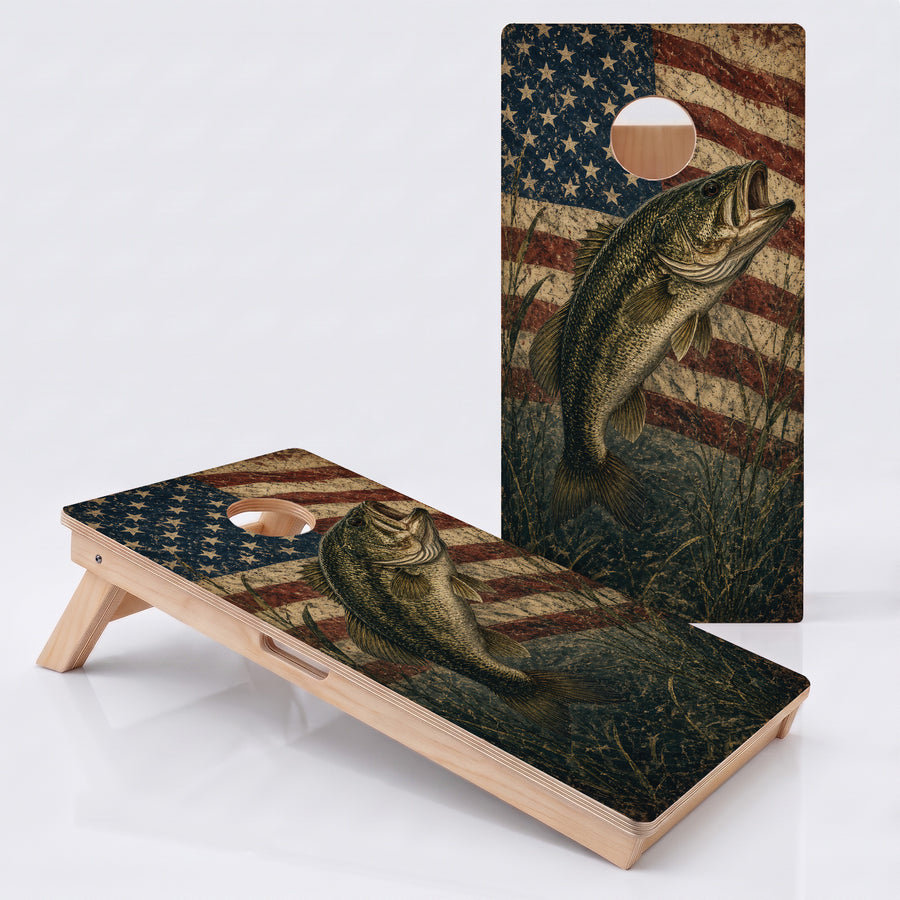 Faded Flag Bass Professional Cornhole Boards