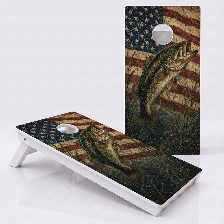 Faded Flag Bass Weather Proof Cornhole Boards