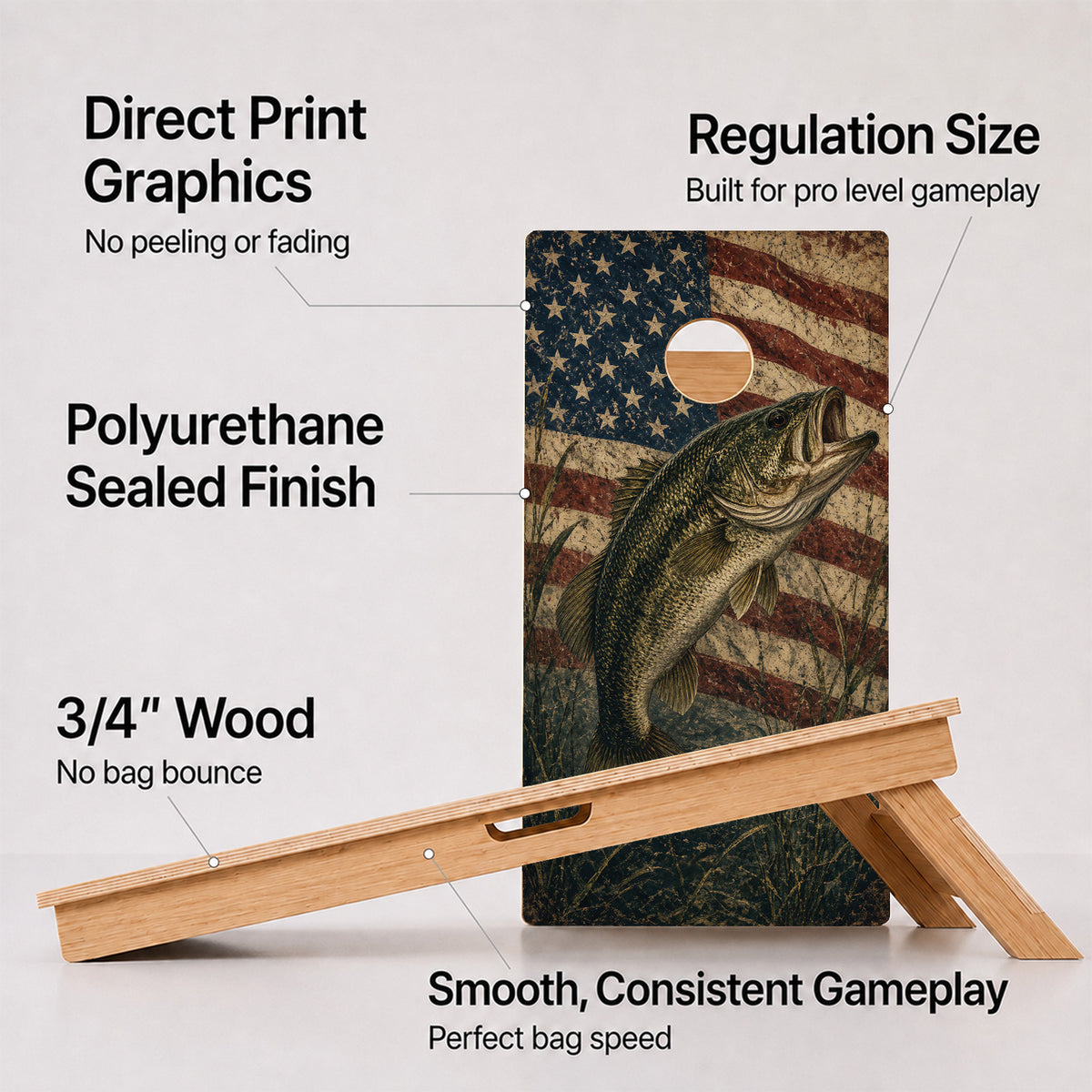 Faded Flag Bass Professional Cornhole Boards