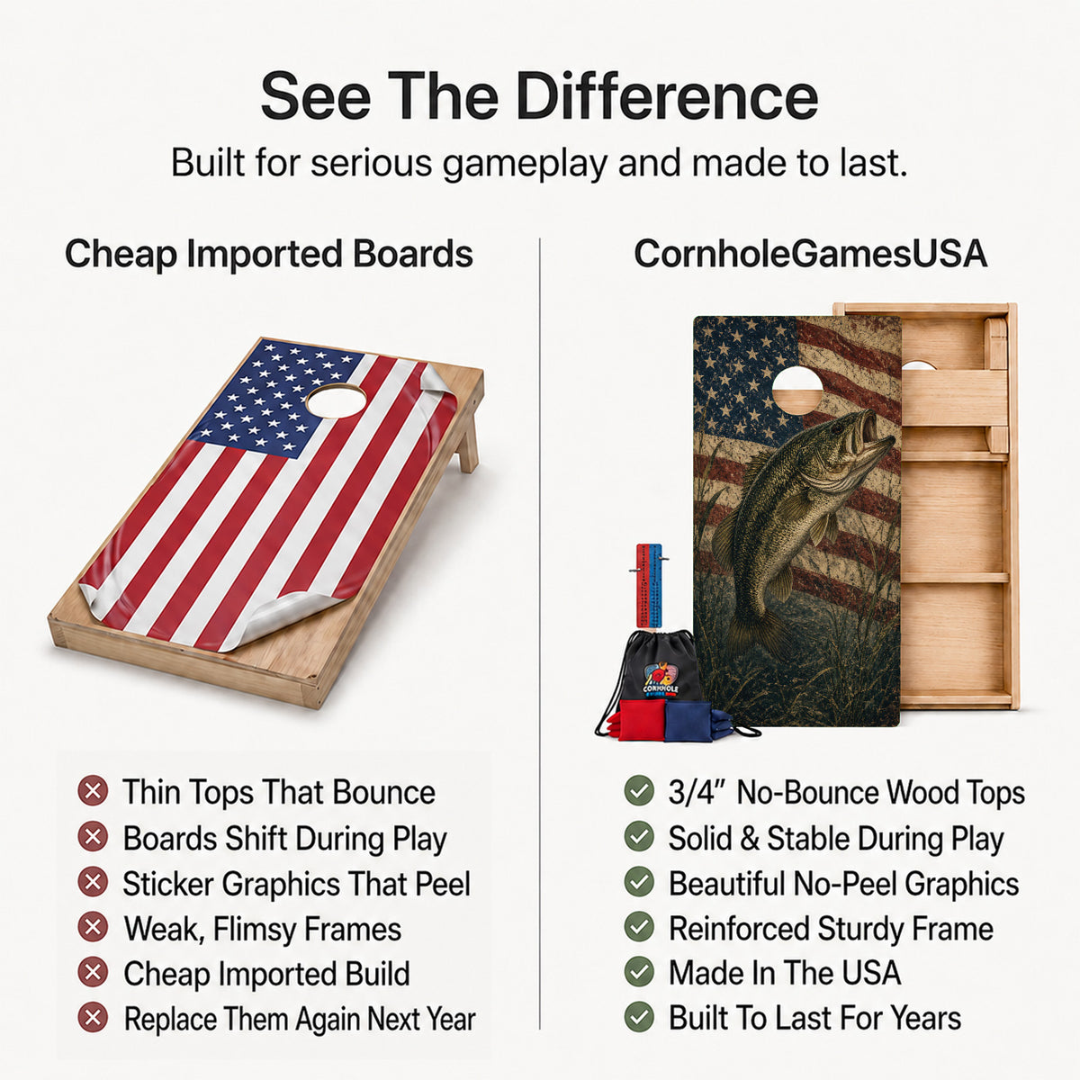 Faded Flag Bass Professional Cornhole Boards