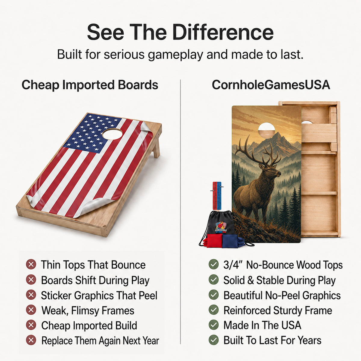 Golden Valley Elk Professional Cornhole Boards