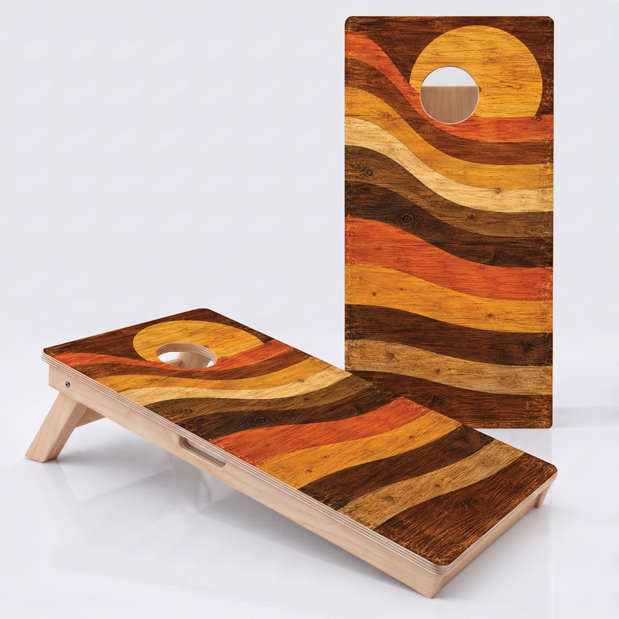 Retro Wood Sunset Professional Cornhole Boards