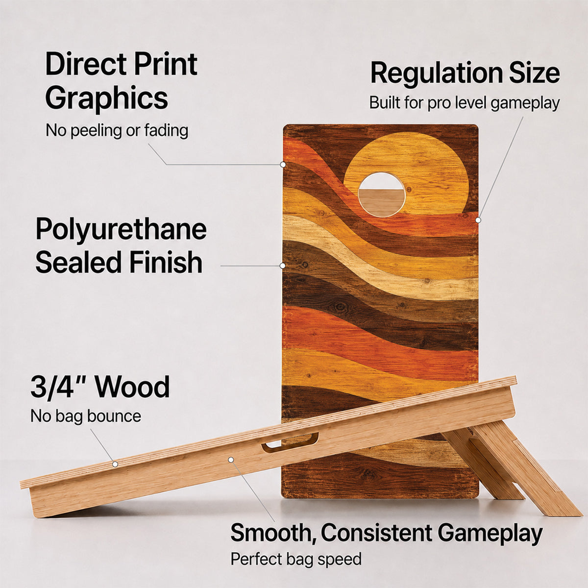 Retro Wood Sunset Professional Cornhole Boards