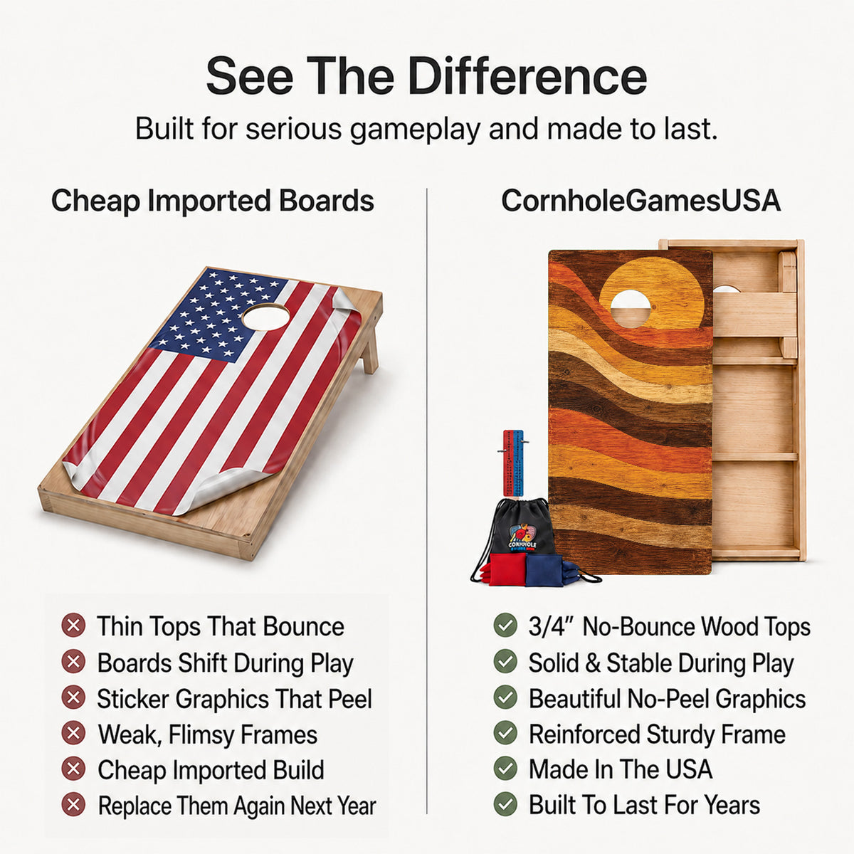 Retro Wood Sunset Professional Cornhole Boards