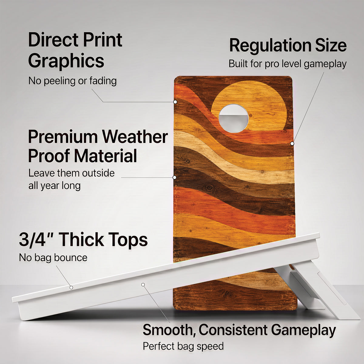 Retro Wood Sunset Weather Proof Cornhole Boards