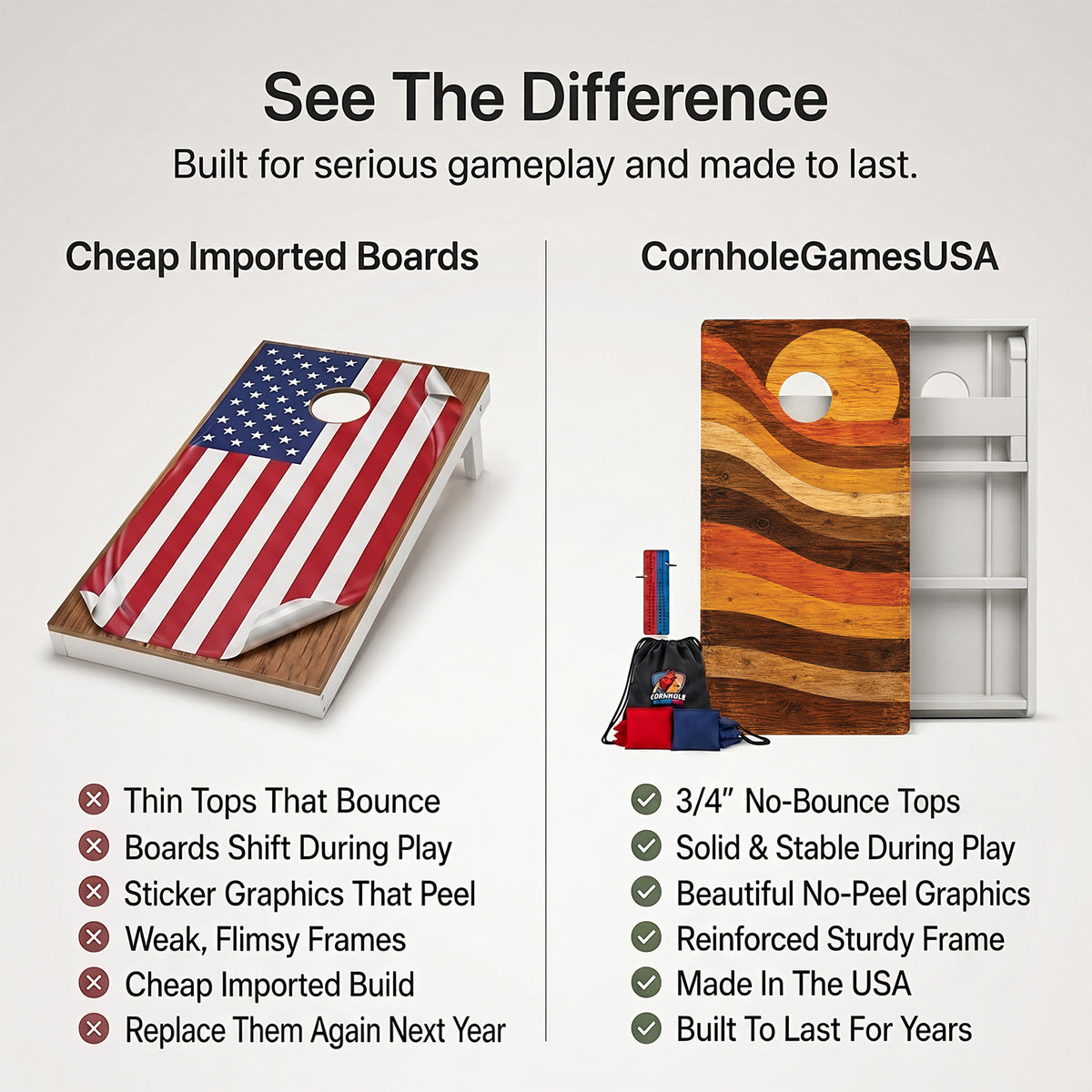 Retro Wood Sunset Weather Proof Cornhole Boards