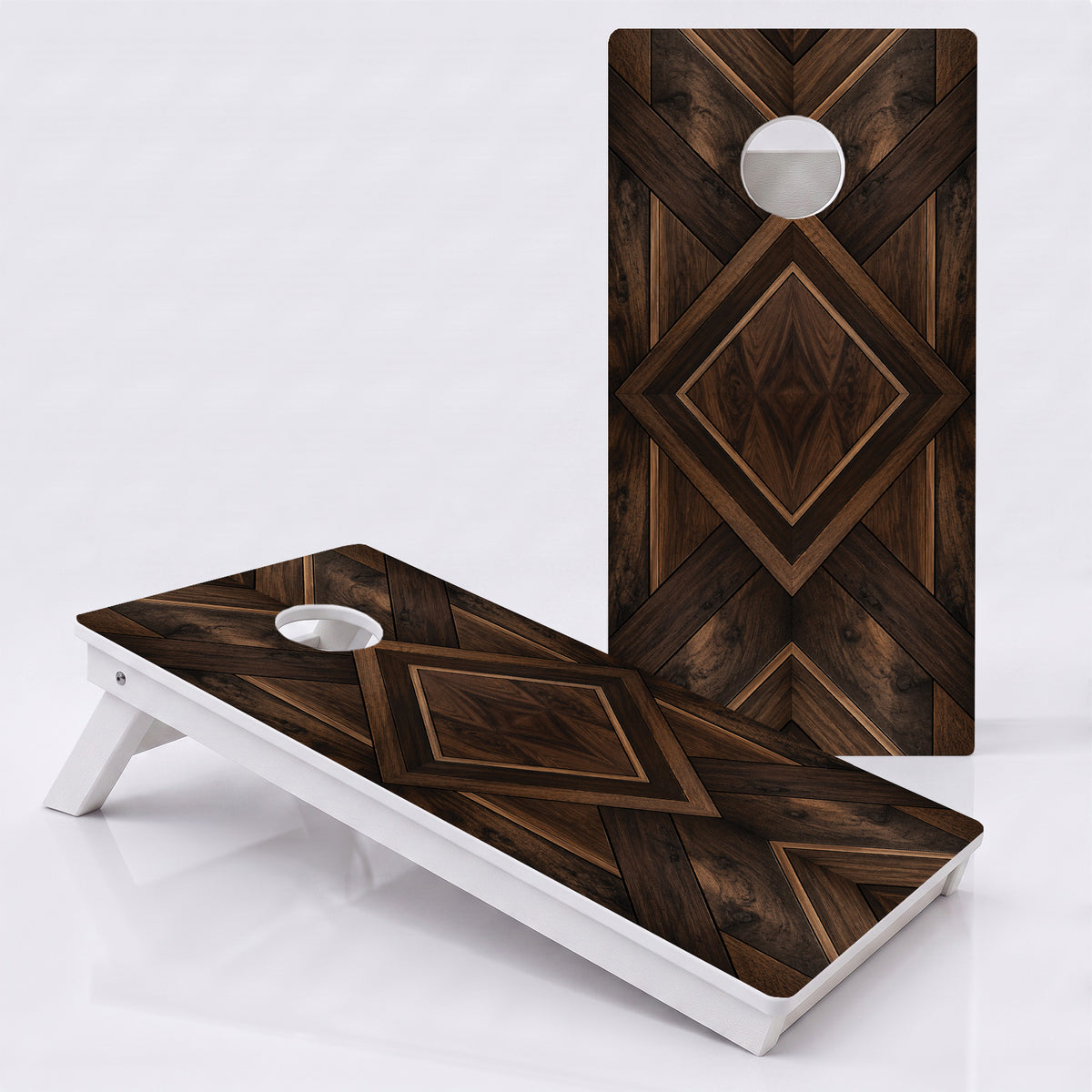 Walnut Diamond Inlay Weather Proof Cornhole Boards