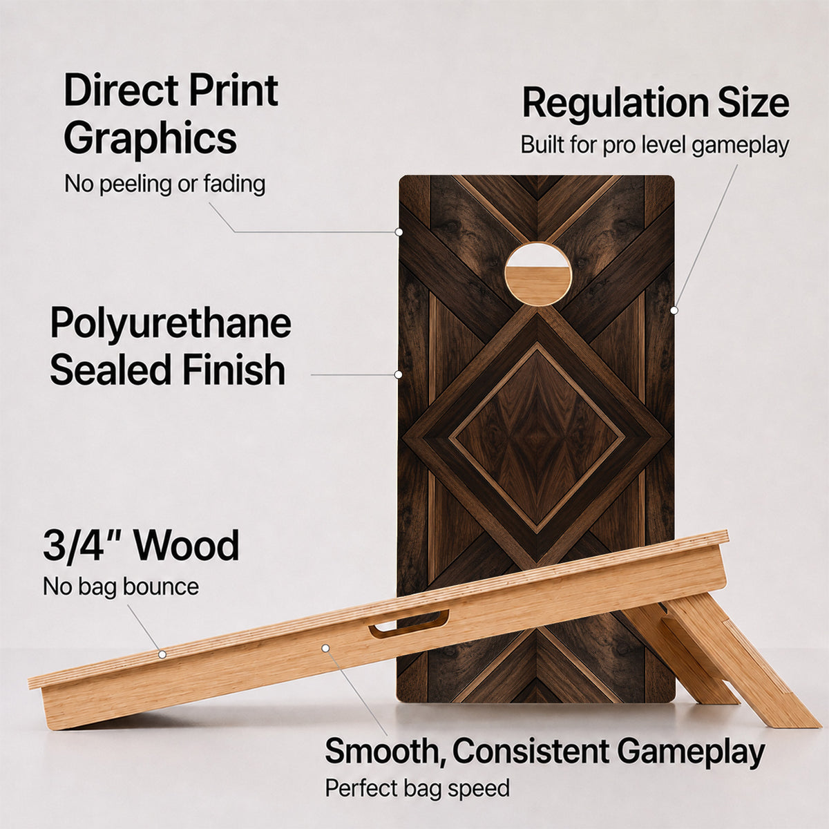 Walnut Diamond Inlay Professional Cornhole Boards