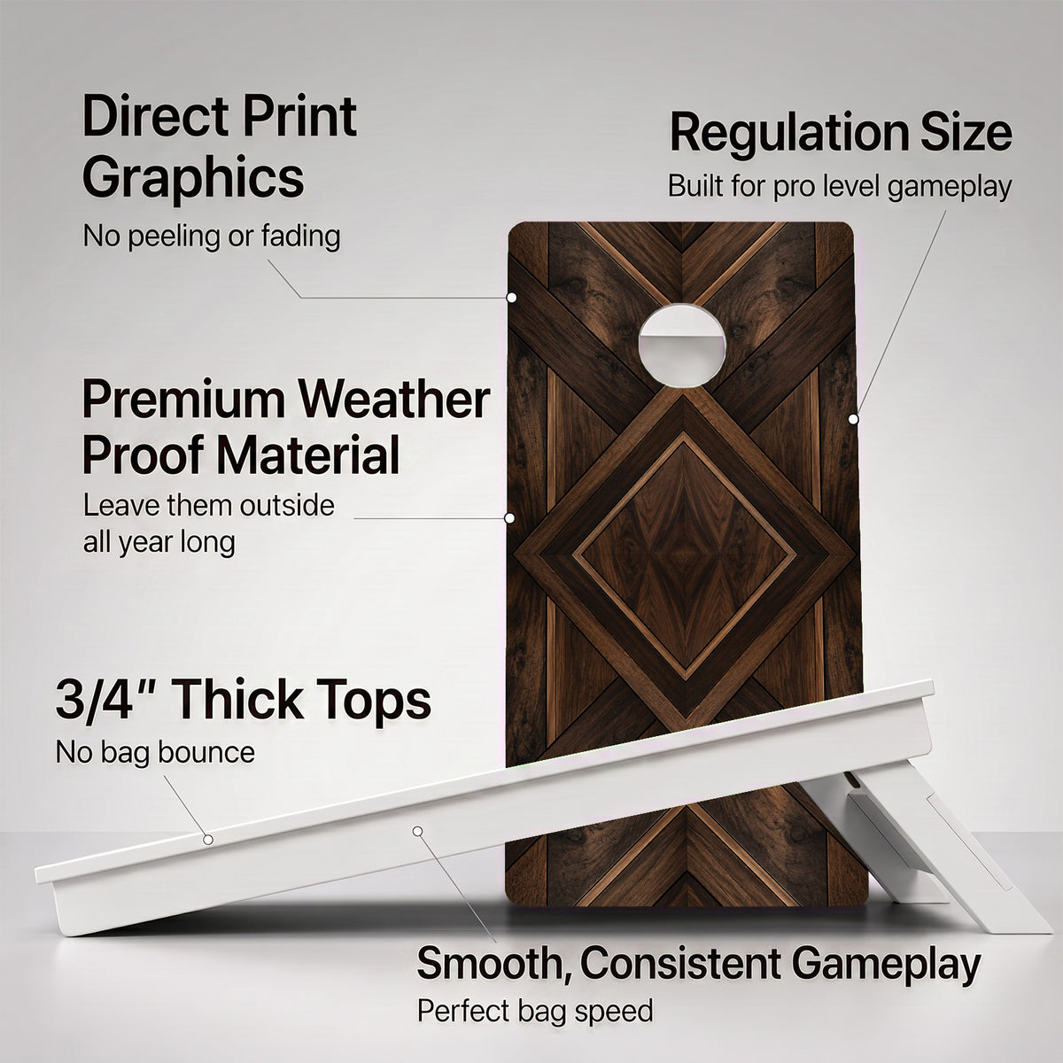 Walnut Diamond Inlay Weather Proof Cornhole Boards
